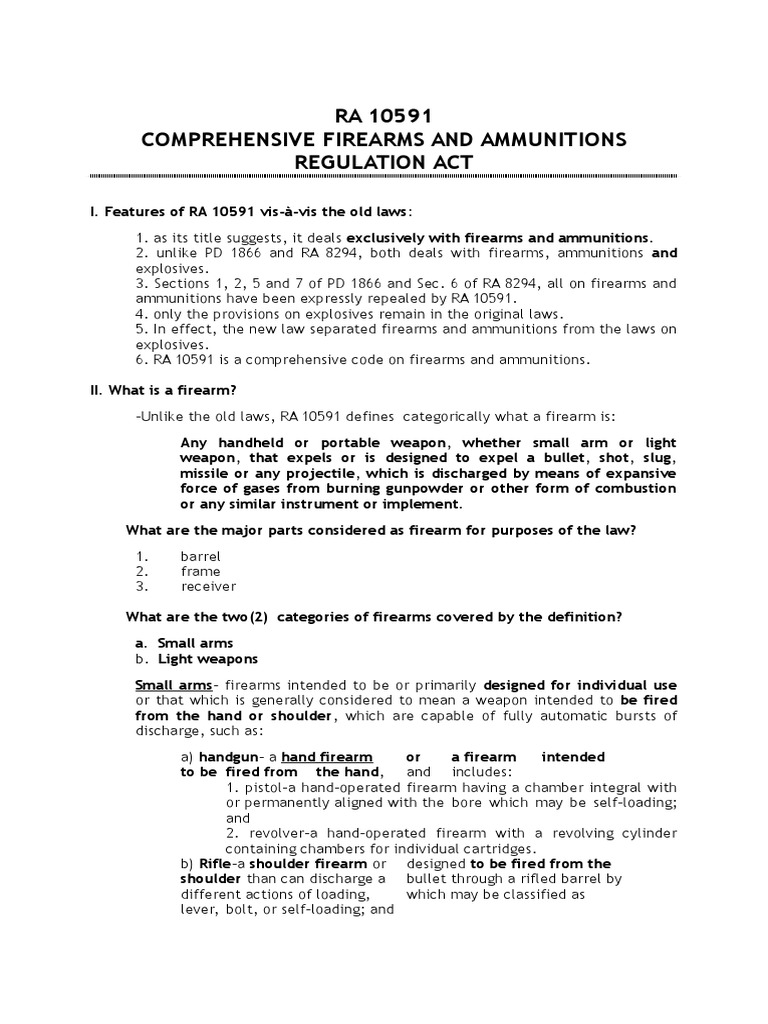 Comprehensive Firearms & Ammunitions Act Gun Machine Gun