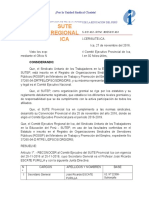 RESOLUCIÓN DE RECONOCIMIENTO SUTE PROVINCIAL ICA, PERÍODO 2016-2019