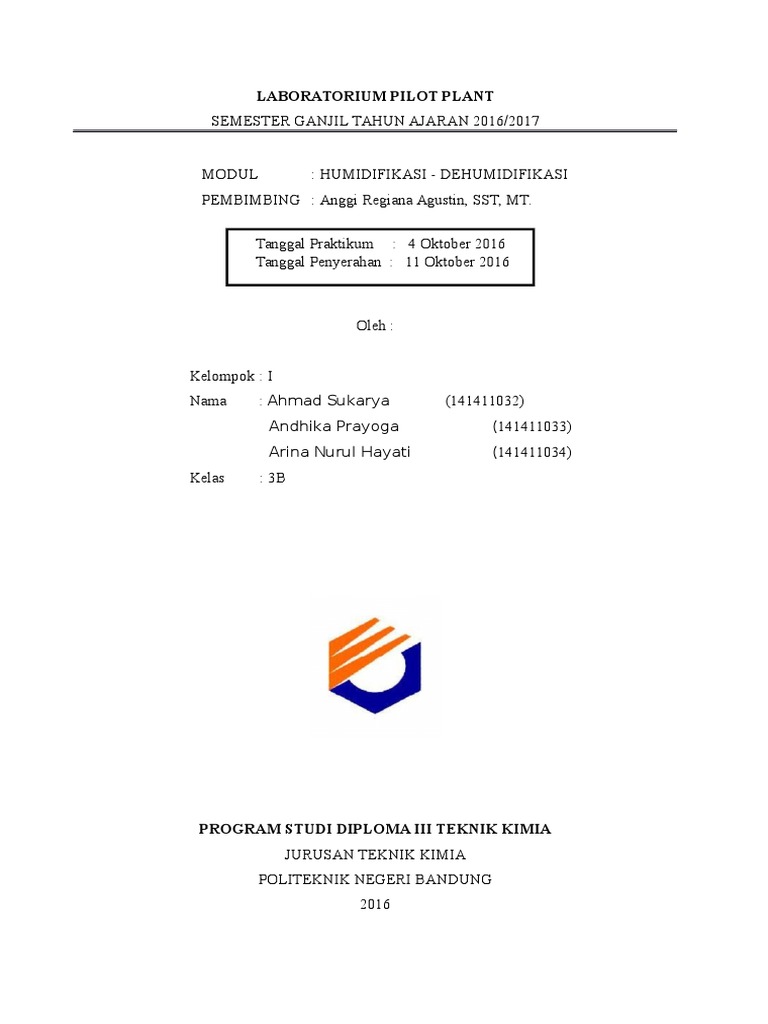 Laporan Pilot Plant - Humidifikasi-Dehumidifikasi FIX