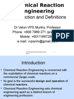 Introduction and Definitions: Chemical Reaction Engineering