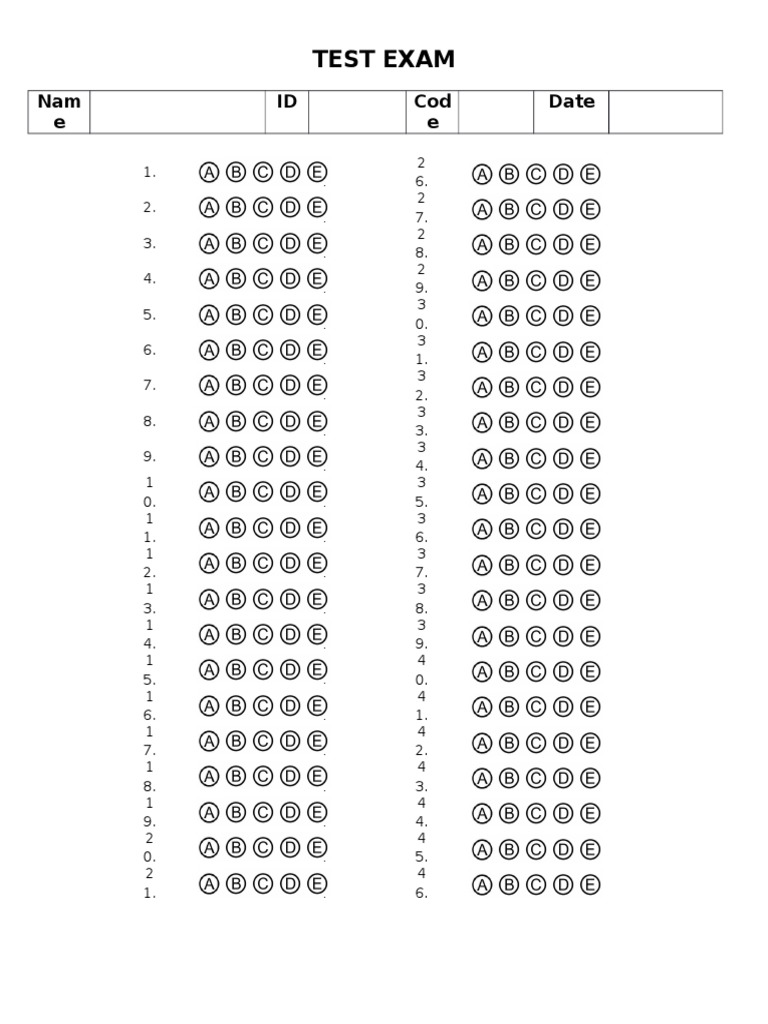 Test Exam: Nam e ID Cod e Date | PDF