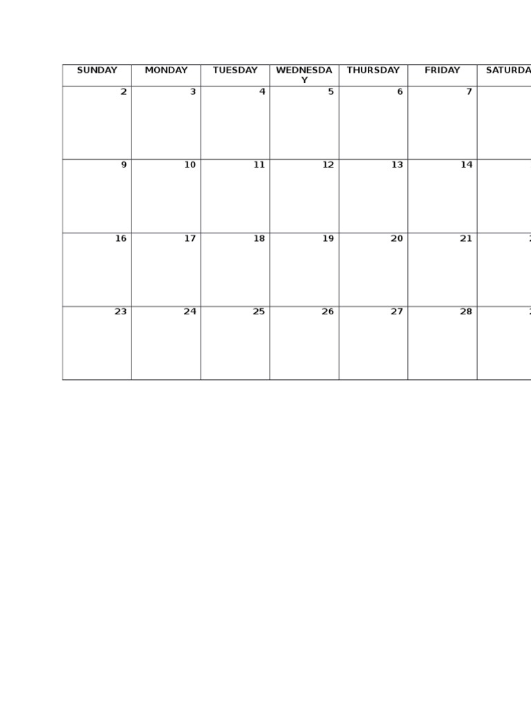 October Calendar Template | PDF