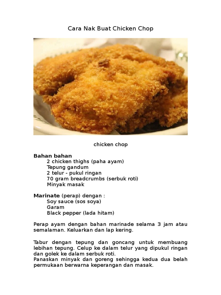 Cara Nak Buat Chicken Chop Pdf