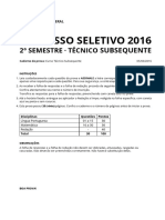 Prova Subsequente 2016-2