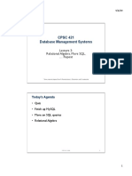 CPSC 421 Database Management Systems: Relational Algebra, More SQL, Repeat