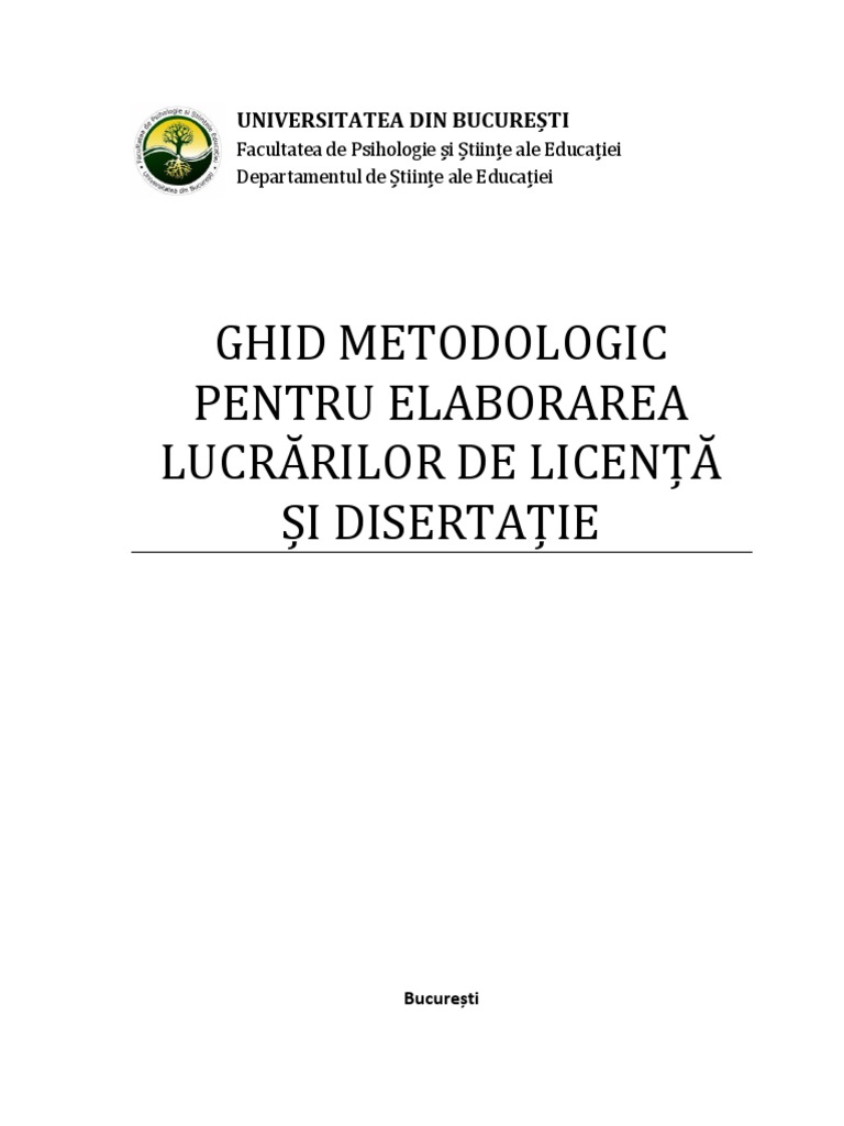 Ghid Metodologic de Intocmire A Lucrarii de Licenta - Disertatie ...
