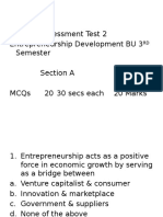 Internal Assessment Test on Entrepreneurship Concepts