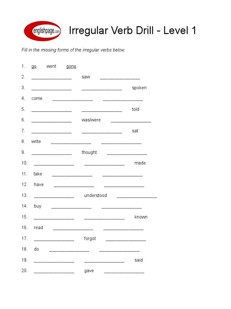 Irregular Verbs Drill 1