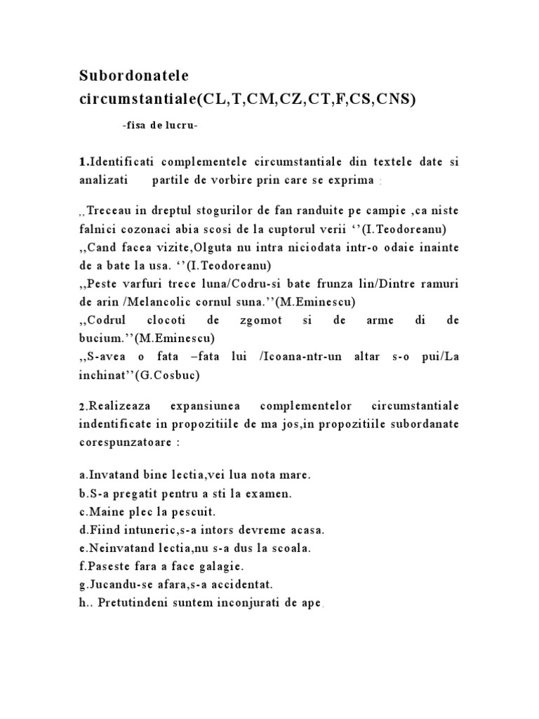 Subordonatele Circumstantiale | PDF