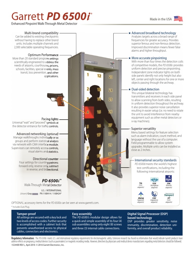 Brochure Garrett Pórtico Detector de Metales | PDF | Metal Detector ...