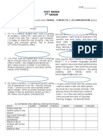 Test Paper 7 Grade: I. Read The Text Below and Write TRAVEL, CONTACTS or ACCOMODATION Above Each One