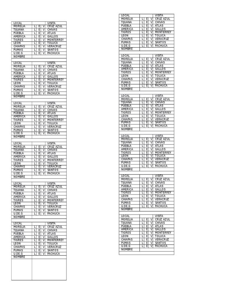 QUINIELAS PDF Equipos de fútbol Asociación de Futbol