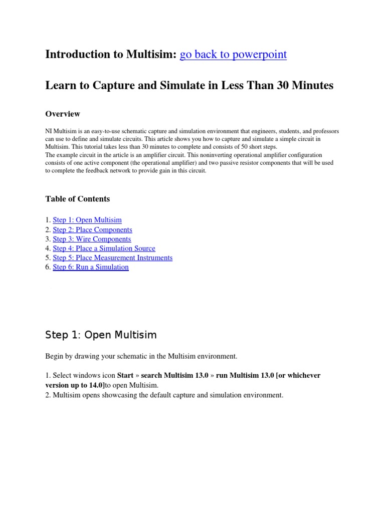 Introduction To Multisim Pdf Electronic Circuits Electrical Connector