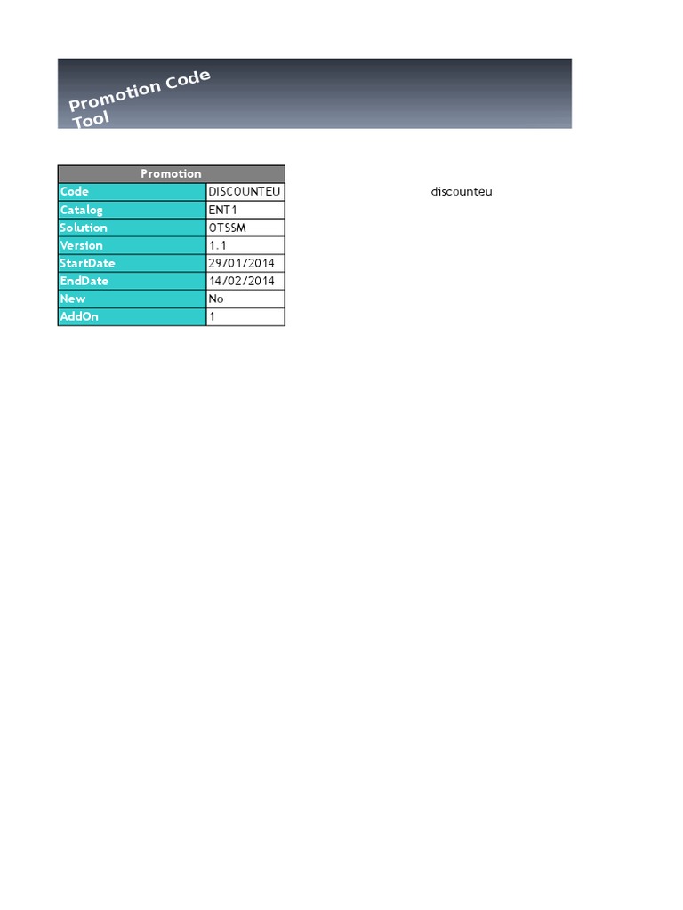 Promotion Code Tool Overview | PDF