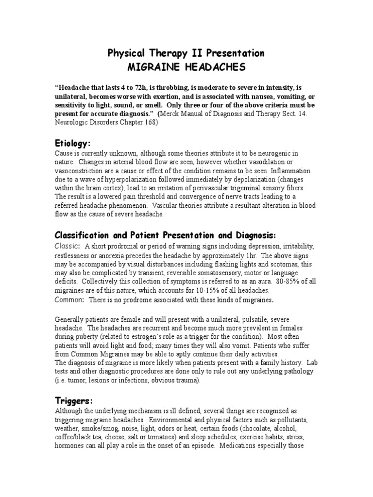 An In-Depth Look at Migraine Headaches: Etiology, Classification ...