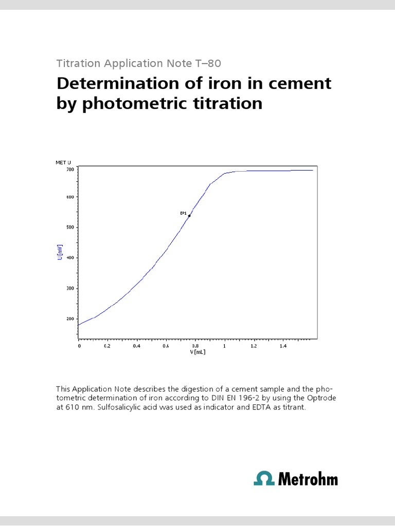 Determination of Iron in Cement by Photometric Titration Titration