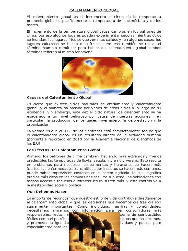 Causas y Efectos del Calentamiento Global | PDF