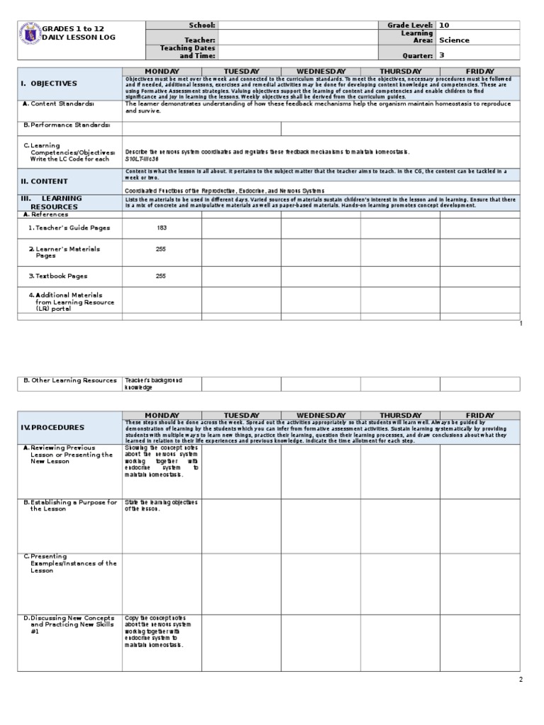 Grade 10 Science DLL Q3 Week 3 | PDF | Teachers | Learning