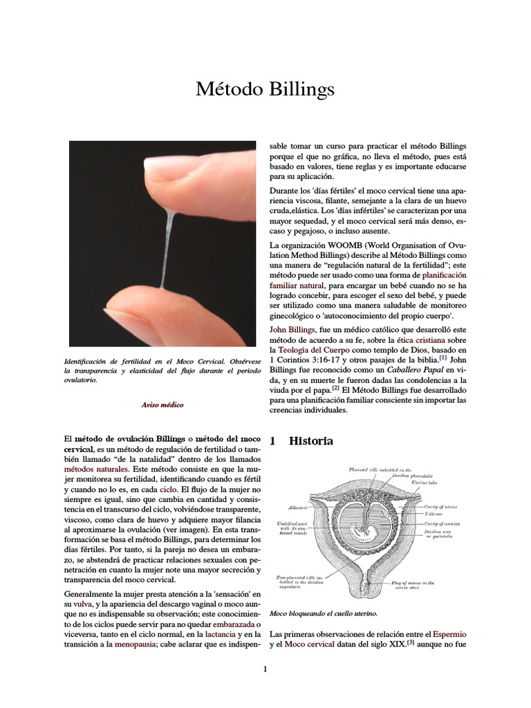Método Billings: Identificación de Fertilidad | PDF | Reproducción ...