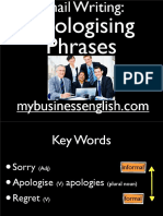 Email Writing-Apologising Phrases Slides