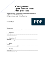 Sample of Assignment Business Plan For Old Town White Coffee