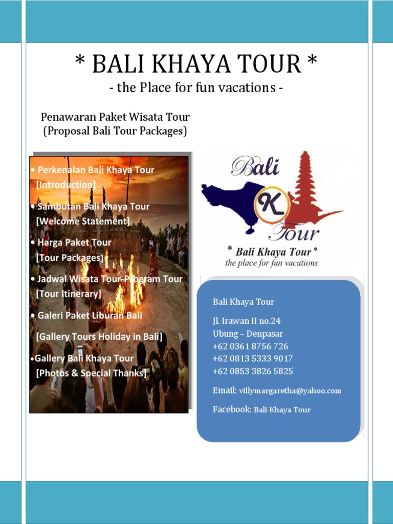 Bali Khaya Tour Proposal Penawaran Paket Tour Bali | Pdf