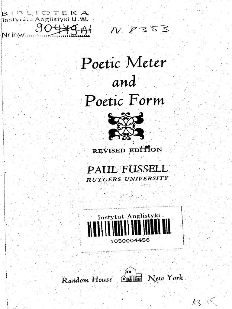 Fussell_Poetic_Meter.pdf Metre (Poetry) Poetry