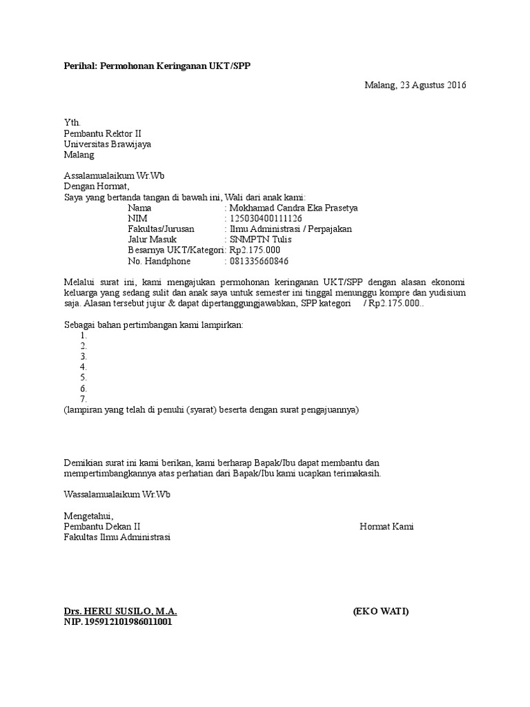 Contoh Surat Permohonan Keluar Kuarters