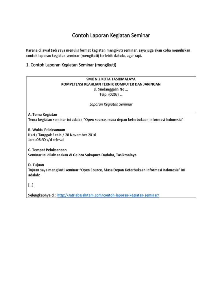 Contoh Laporan Seminar Kesehatan