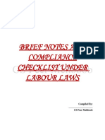Brief Notes Compliance Checklist Under Labour Laws