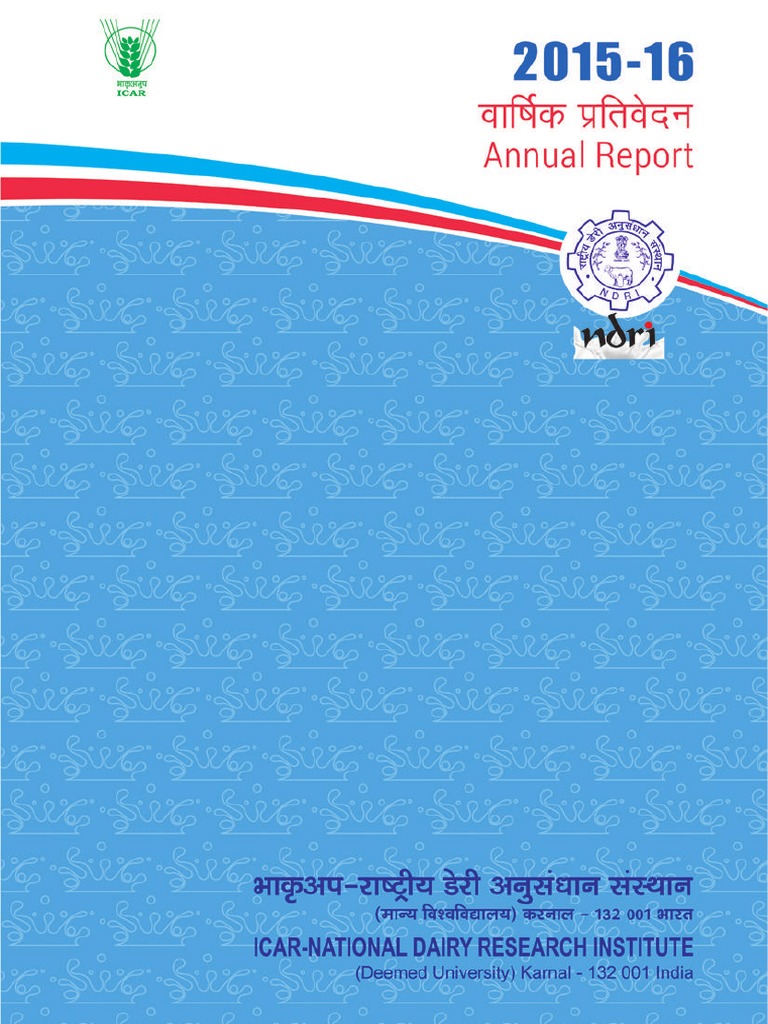 NDRI Annual Report 2015 16 | PDF | Cattle | Probiotic