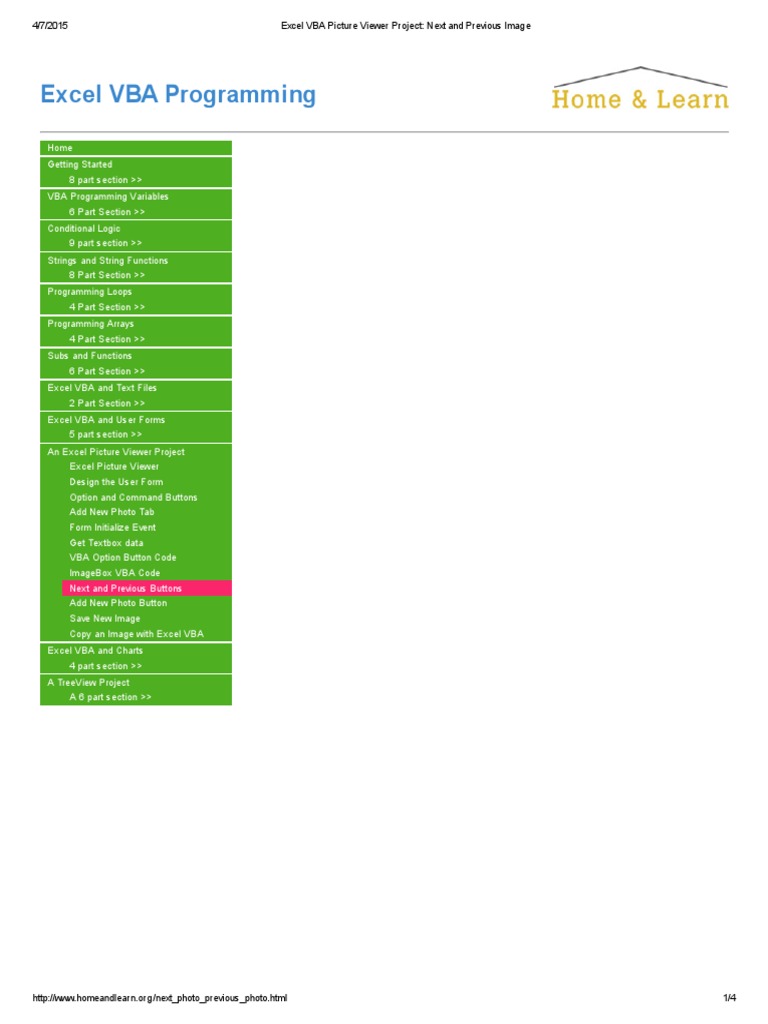 Excel VBA Picture Viewer Project_ Next and Previous Image