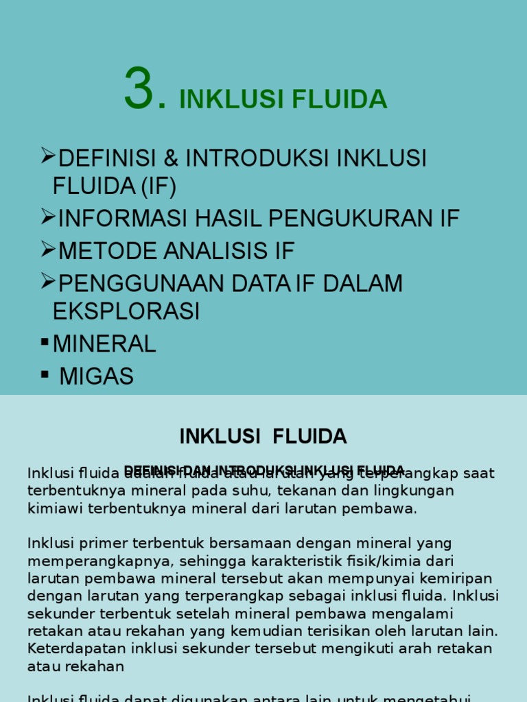 Inklusi Fluida: Metode dan Aplikasi Eksplorasi | PDF