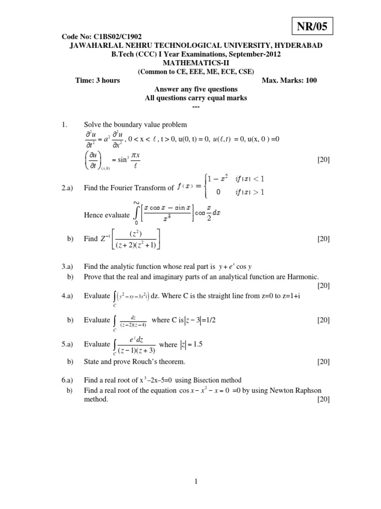 B.Tech Mathematics-II Exam Paper 2012 | PDF