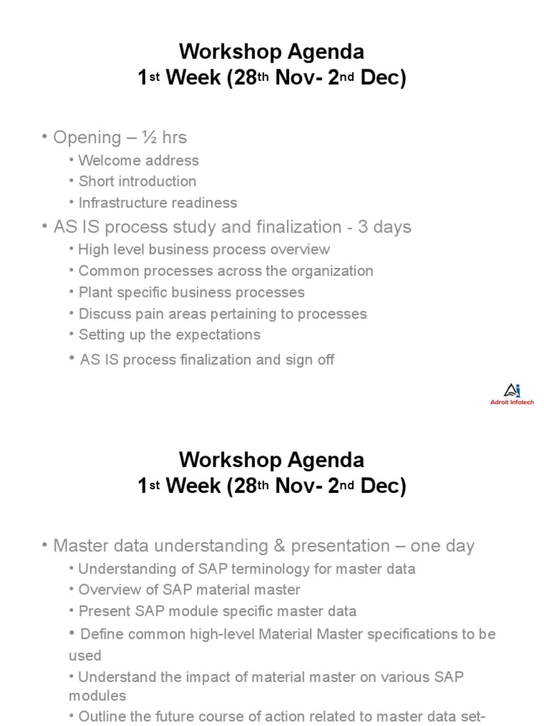 Process Mapping Workshop Agenda | PDF