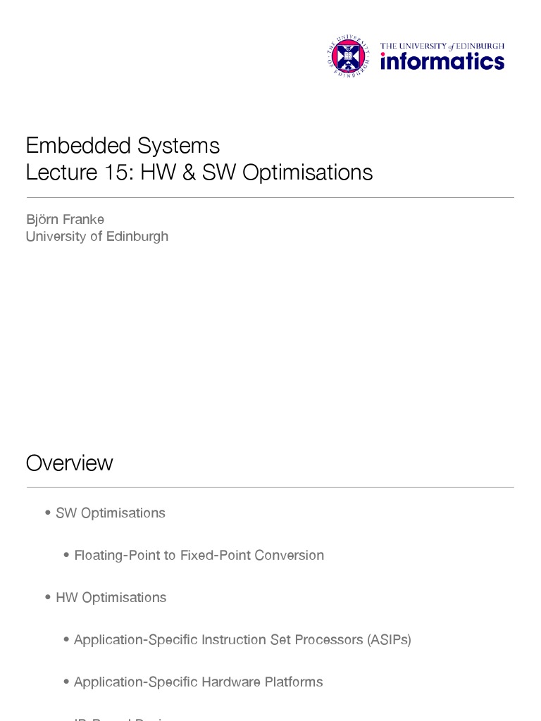 HW & SW Optimizations in Embedded Systems | PDF | Instruction Set ...