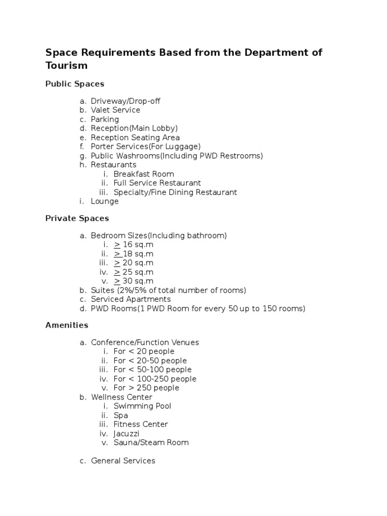 Hotel Room Requirements PDF