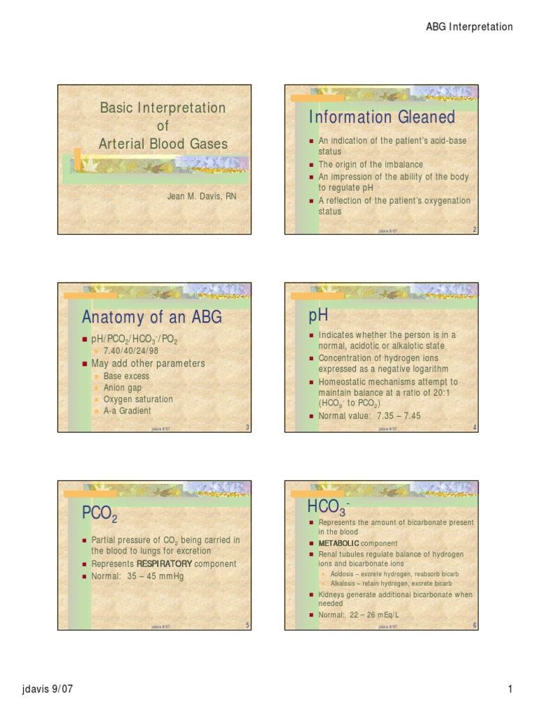 Arterial Blood Gas Interpretation PDF PDF Bicarbonate Medical Specialties