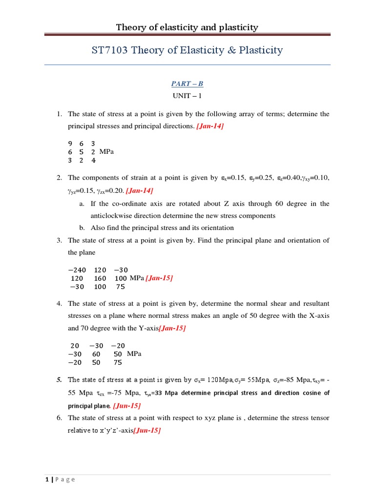 Elasticity and Plasticity Theory Notes | PDF | Yield (Engineering ...