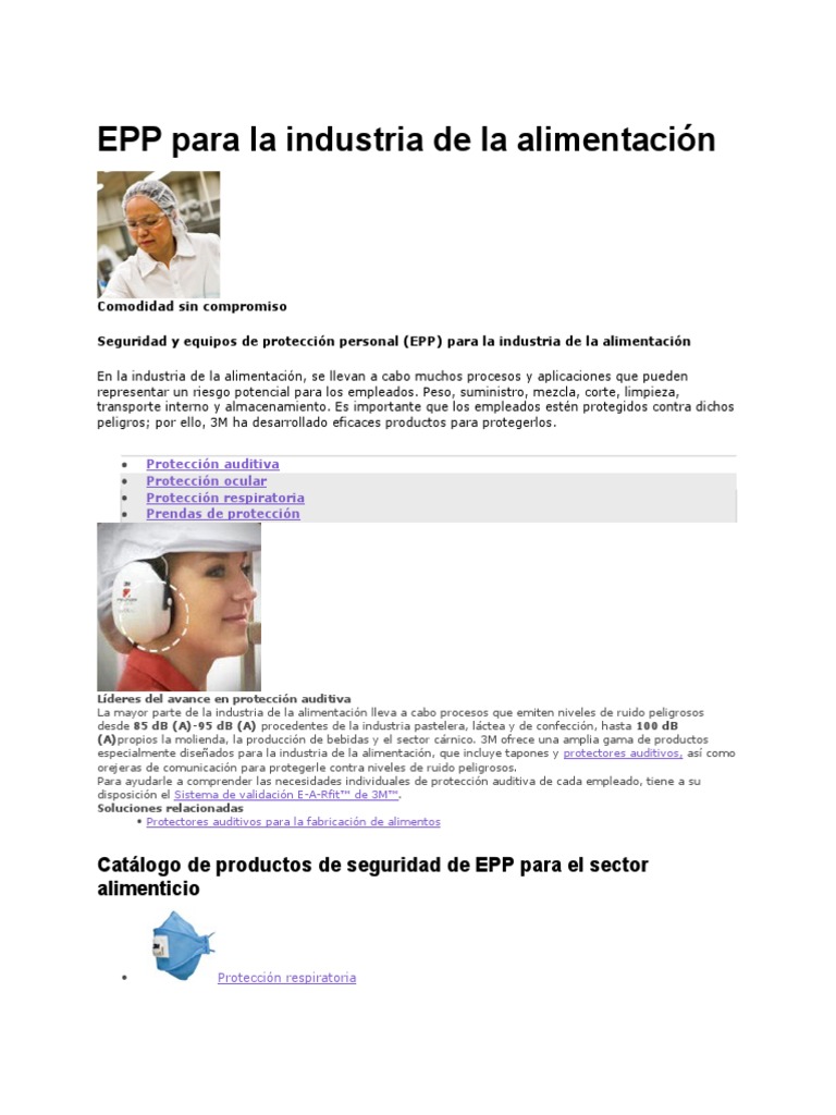 EPP para La Industria de La Alimentación PDF Industria de alimentos