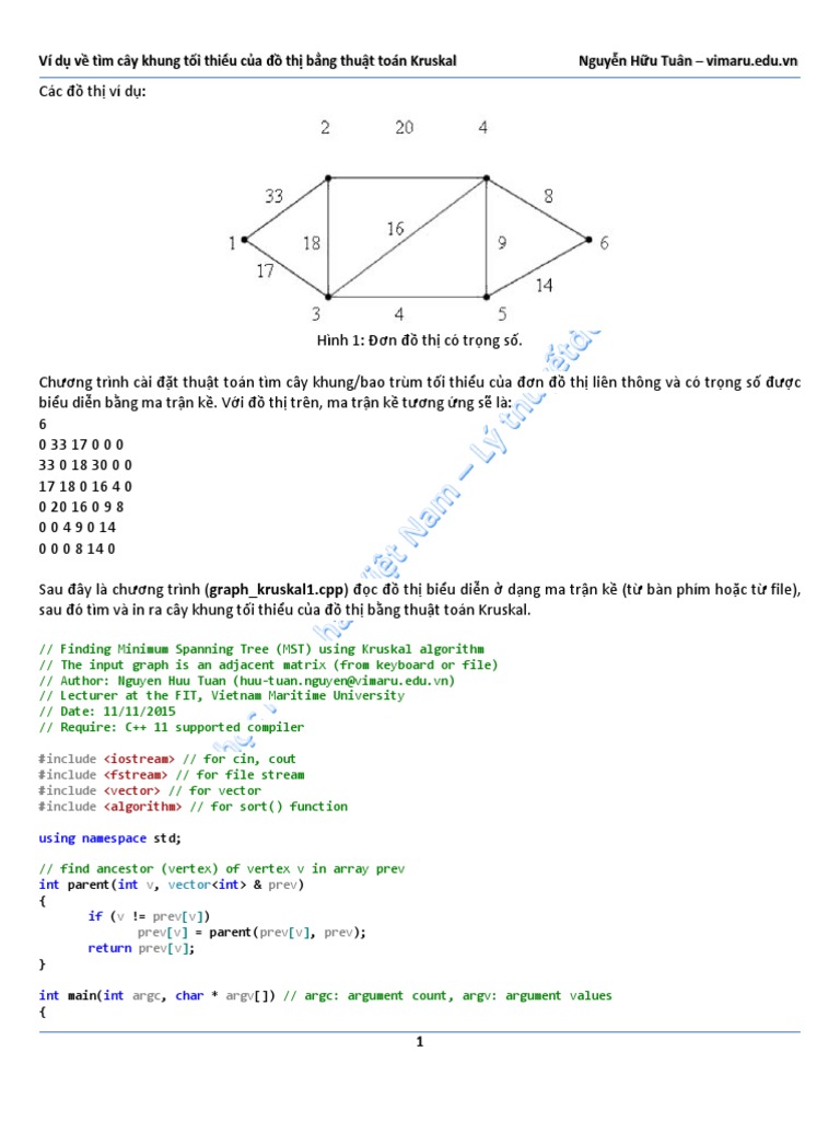 Ly thuyet do thi minimum spanning tree kruskal vimaru edu vn pdf