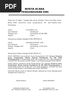 Berita Acara Pengunduran Diri