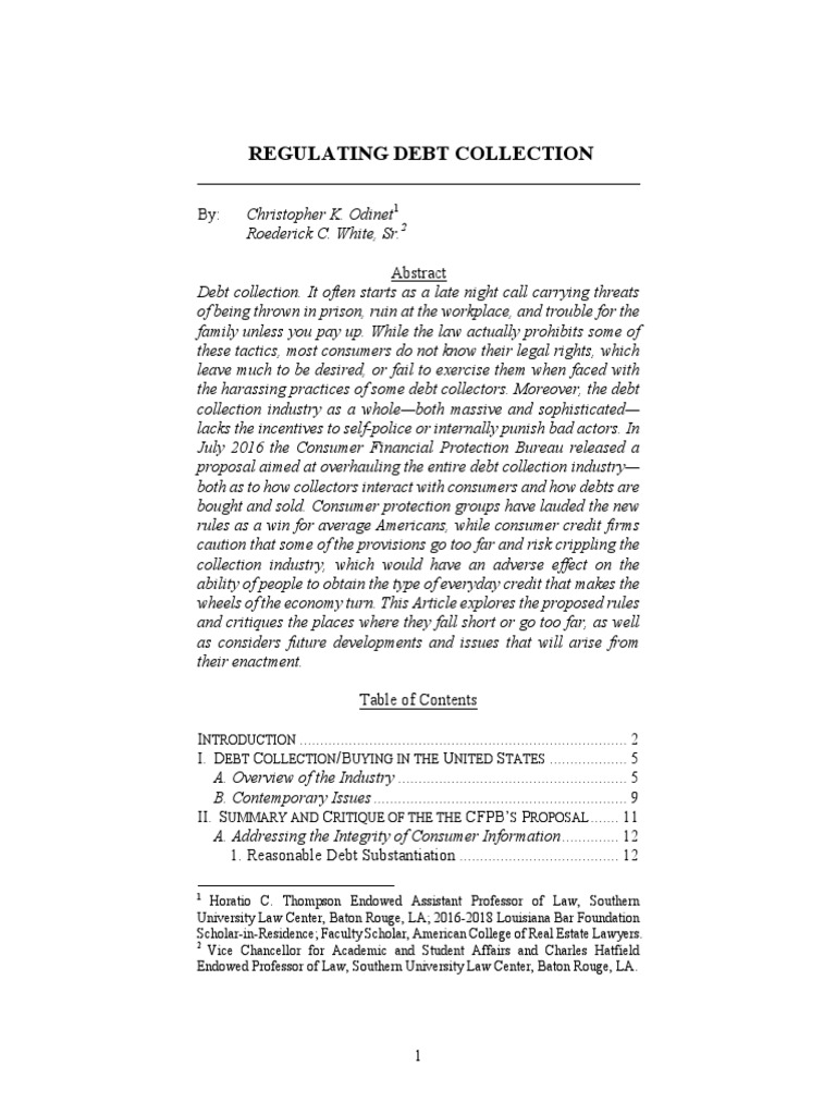 Regulating Debt Collection Practices | PDF | Collection Agency ...