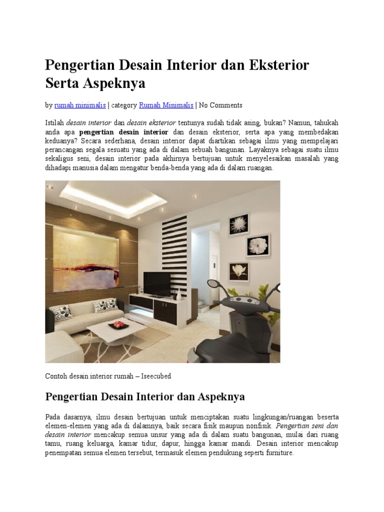  Pengertian  Desain  Interior  Dan  Eksterior  Serta Aspeknya