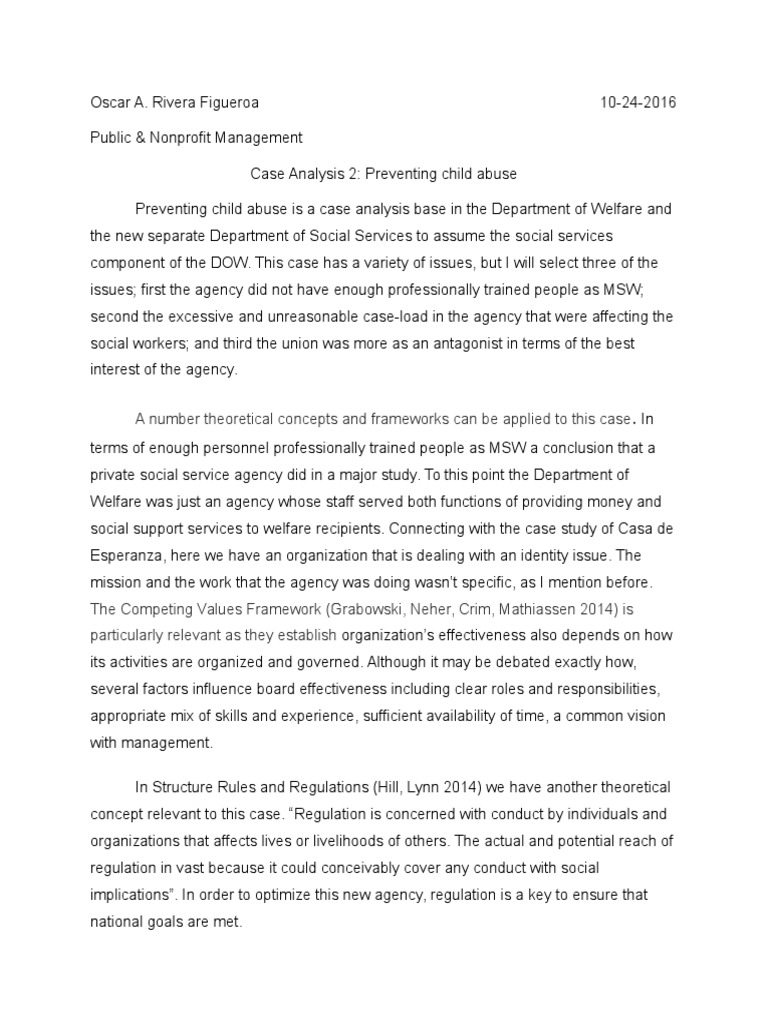 Preventing Child Abuse Case Analysis | PDF | Social Work | Employment