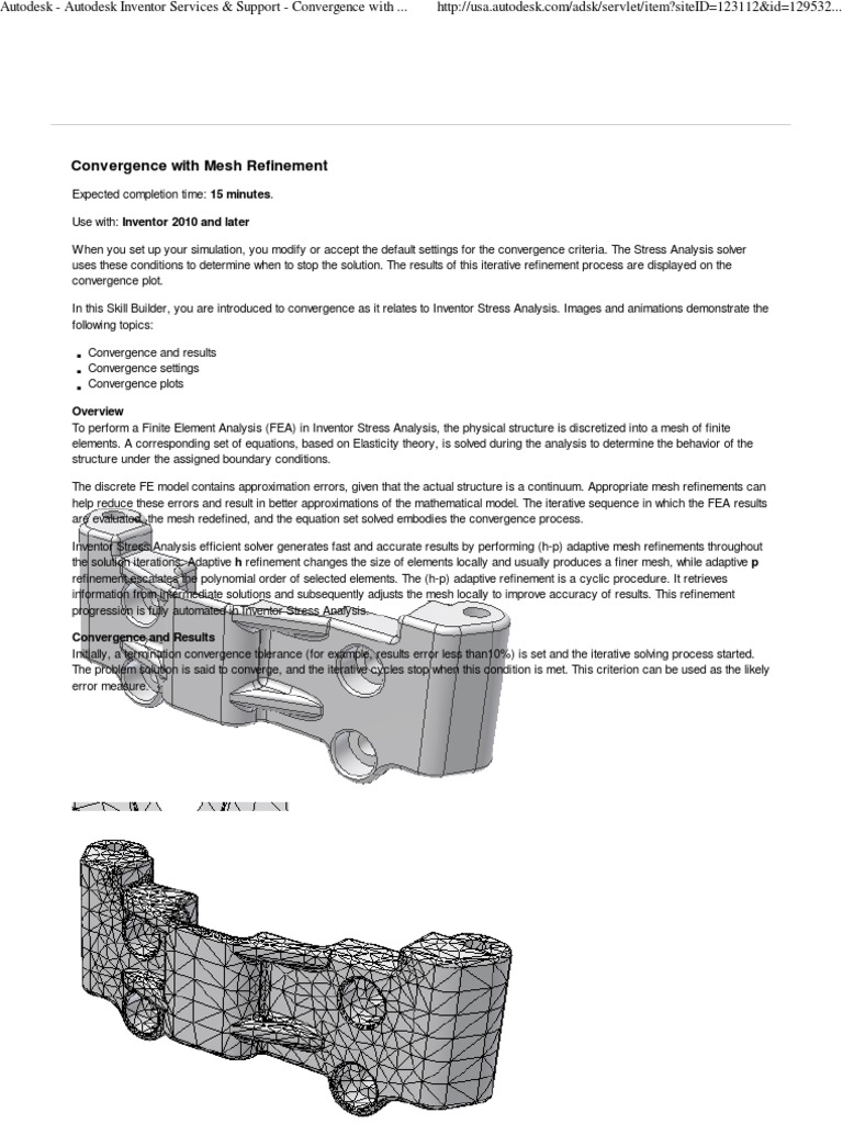 Autodesk Inventor - Convergence With Mesh Refinement | PDF | Finite ...