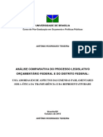 Análise Comparativa Do Processo Legislativo Orçamentário Federal e Do Distrito Federal