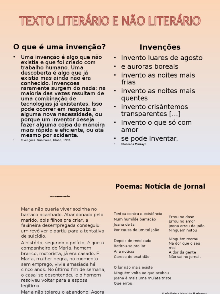 Texto Literário e Não Literário | PDF