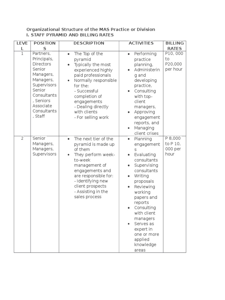 MAS Practice Organizational Structure | PDF | Consultant | Economies