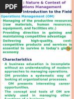 Chapter 1: Introduction To The Field: Operations Management (OM)